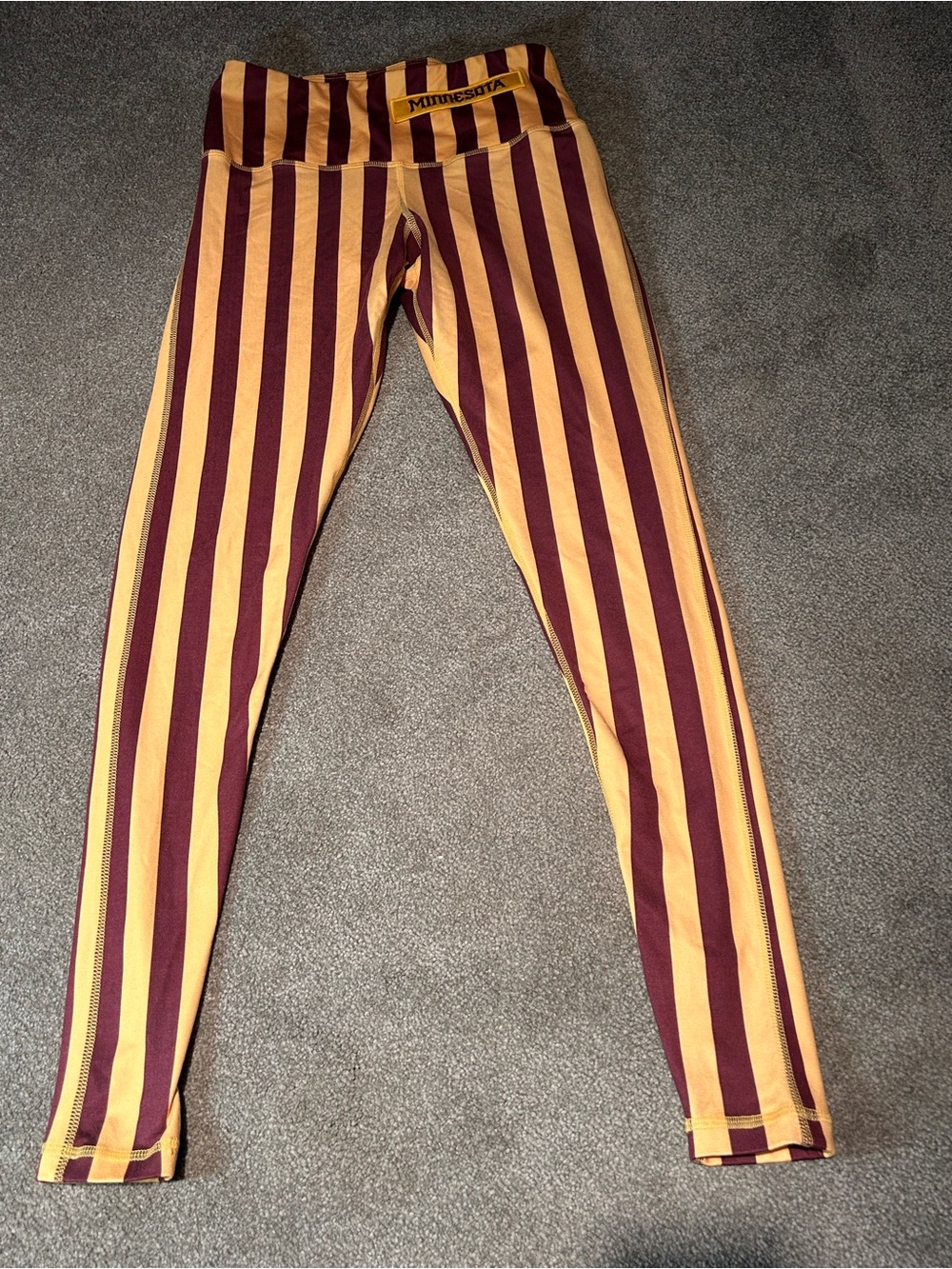 Striped Leggings - Maroon and Gold